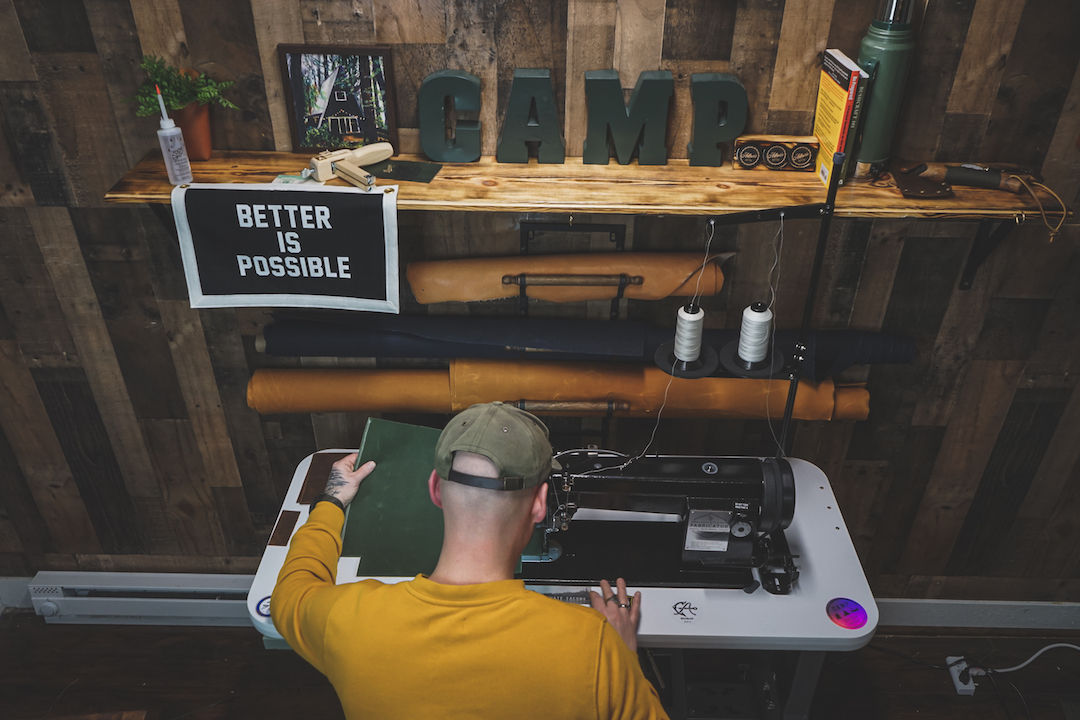 caleb sewing waxed canvas