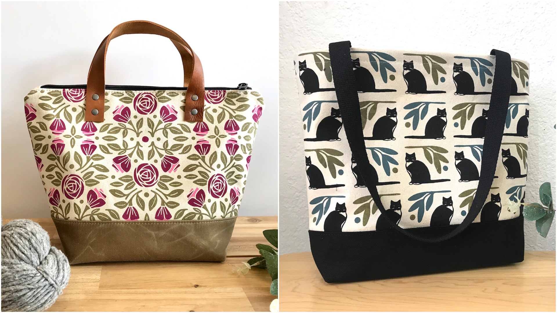 roses and cats bags