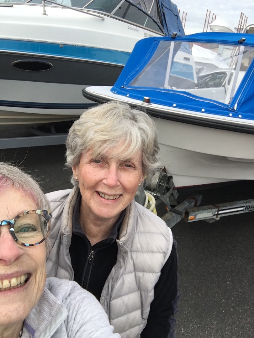 Pat and Ellen with the boat dodger