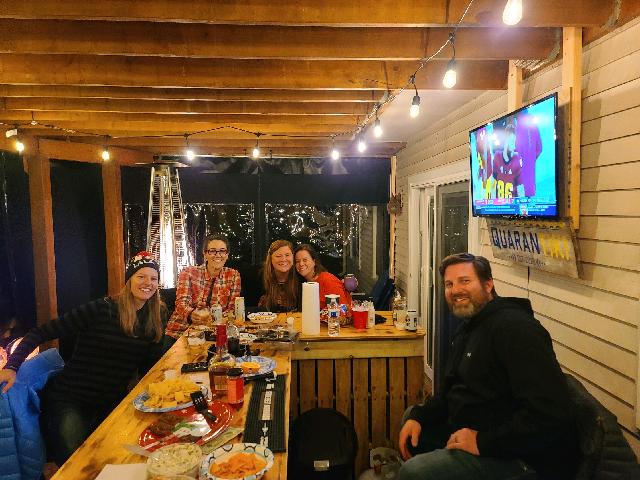 David's daughter and friends enjoying the enclosure he made form Sailrite supplies.