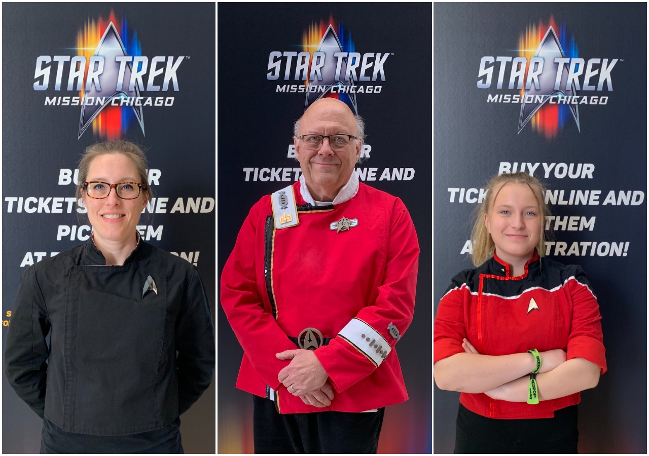 Kayla, George and Adrienne showing off their custom uniforms at the Mission Chicago convention.