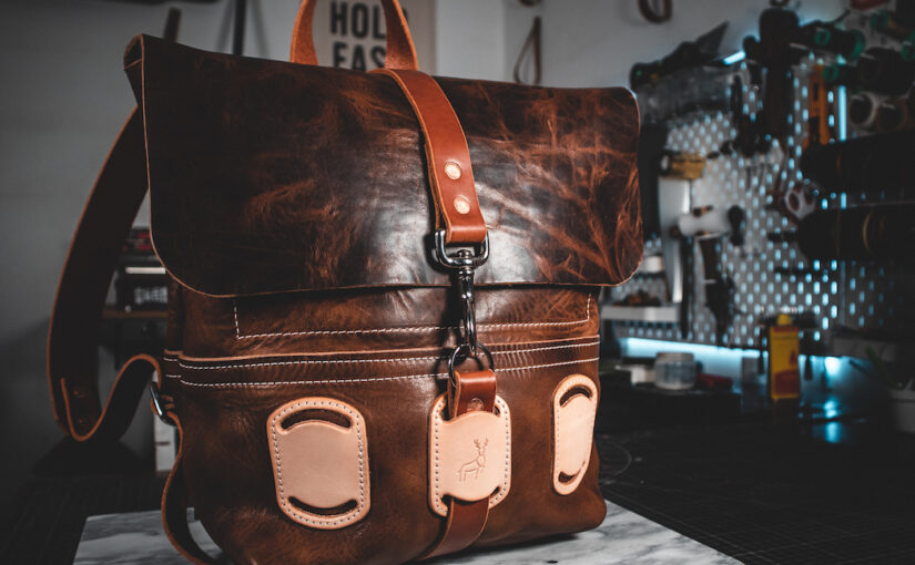 A leather backpack.